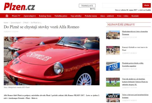 Do Plzně se DNES chystají stovky vozů Alfa Romeo